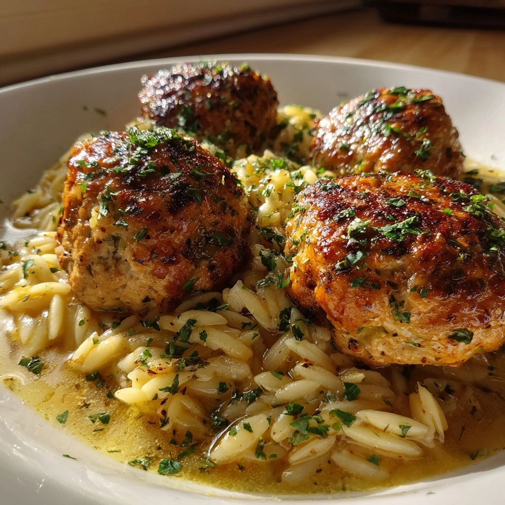 Chicken Meatballs and Orzo