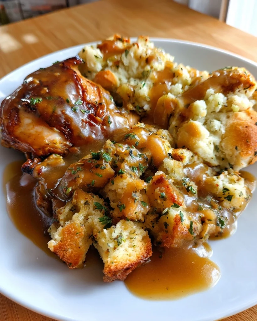 Easy Slow Cooker Chicken with Gravy Stuffing Delight