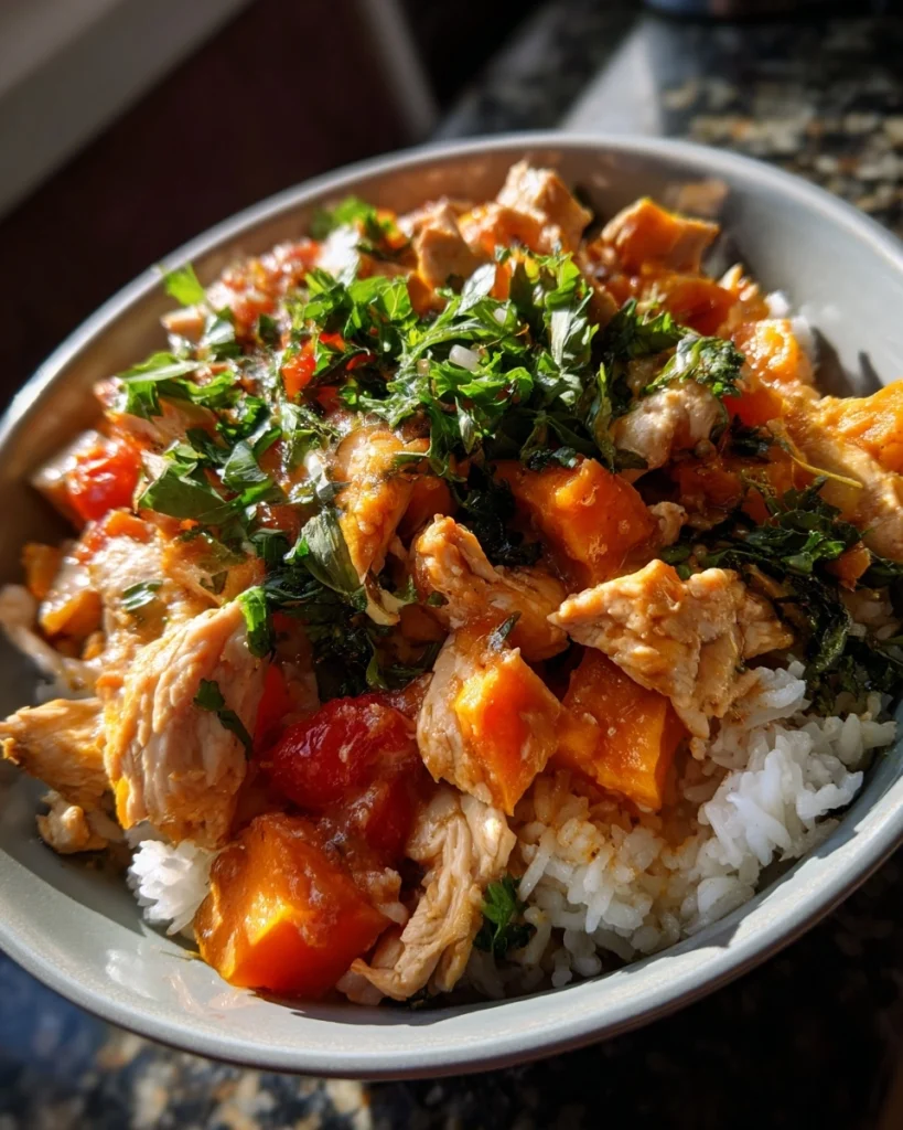 Healthy Chicken &amp; Sweet Potato Rice Bowl