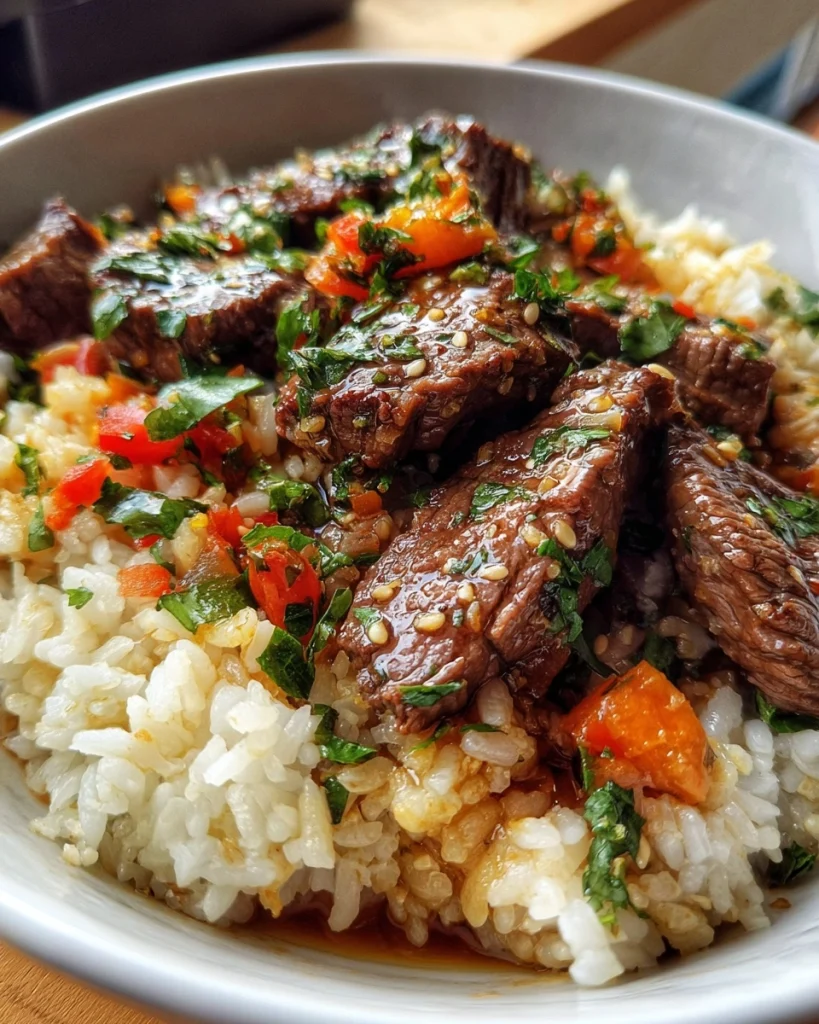 Honey Garlic Butter Steak and Rice Skillet Recipe Delight