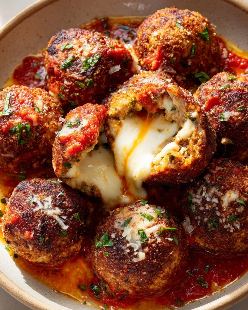 Irresistible Stuffed Meatballs with Mozzarella Cheese