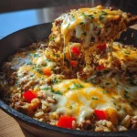 Cheesy Beef and Rice Skillet – One Pan Dinner