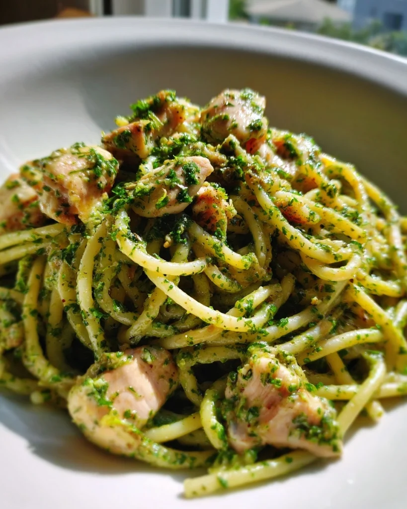 One-Pot Creamy Pesto Chicken Pasta