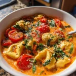 One-Pot Creamy Tomato Basil Tortellini Soup