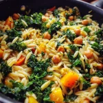 One Pot Fall Vegetable Orzo with Chickpeas and Kale