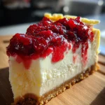 Christmas Cheesecake with Cranberry Jam and White Chocolate Mousse