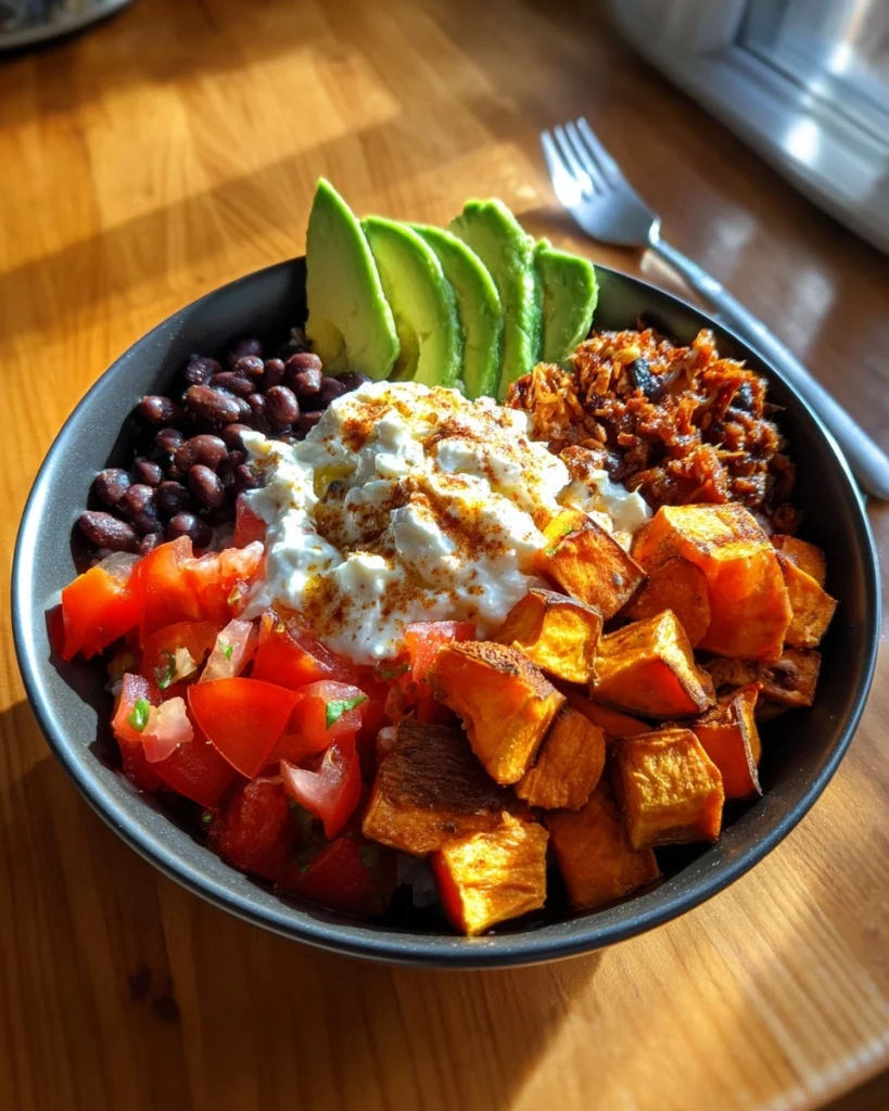 Cottage Cheese Taco Bowl with Roasted Sweet Potatoes (Meal Prep Hero!)