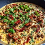 Creamy Tuscan Ground Beef Skillet with Sun-Dried Tomatoes