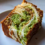 Pistachio Earthquake Cake with White Chocolate Cream Cheese Swirl