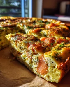 Smoked Salmon Frittata with Cream Cheese & Dill